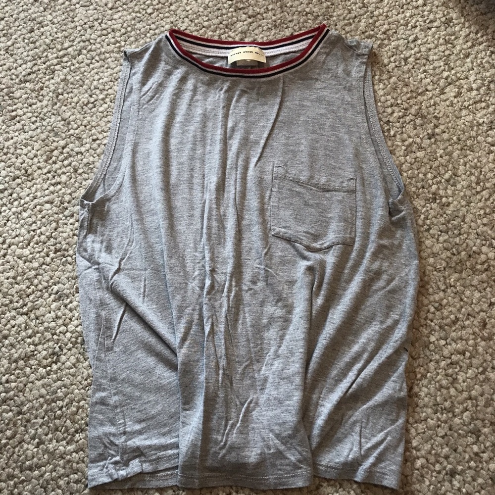 Gray Tank Top with Accent Neck